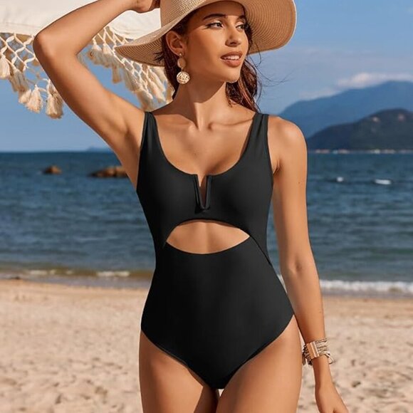 Black Cutout One-Piece Swimsuit | NWT - Picture 2 of 6